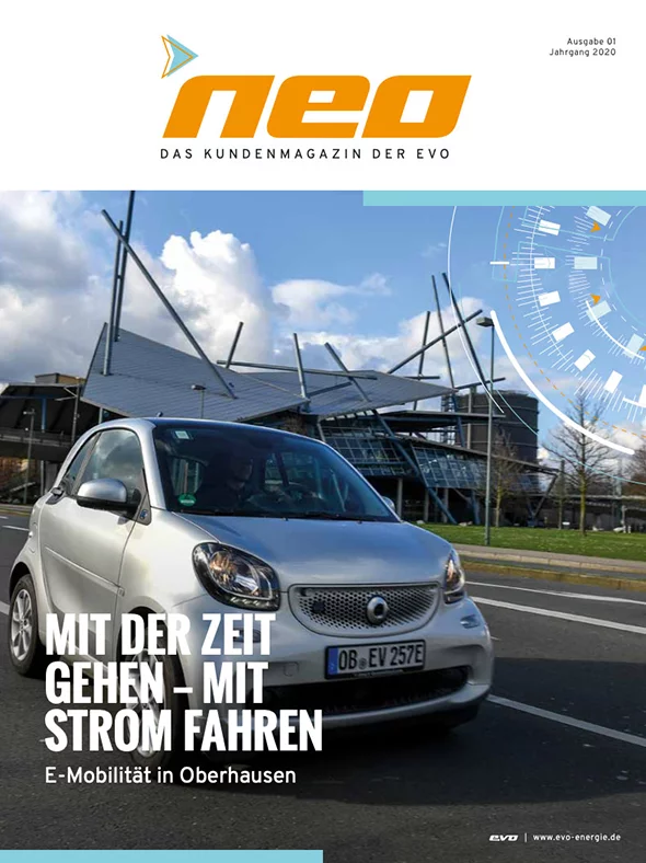 Das Cover der ersten neo-Ausgabe 2020. Auf dem Bild sieht man ein Auto, welches gerade an der Bushaltestelle Centro vorbeifährt.