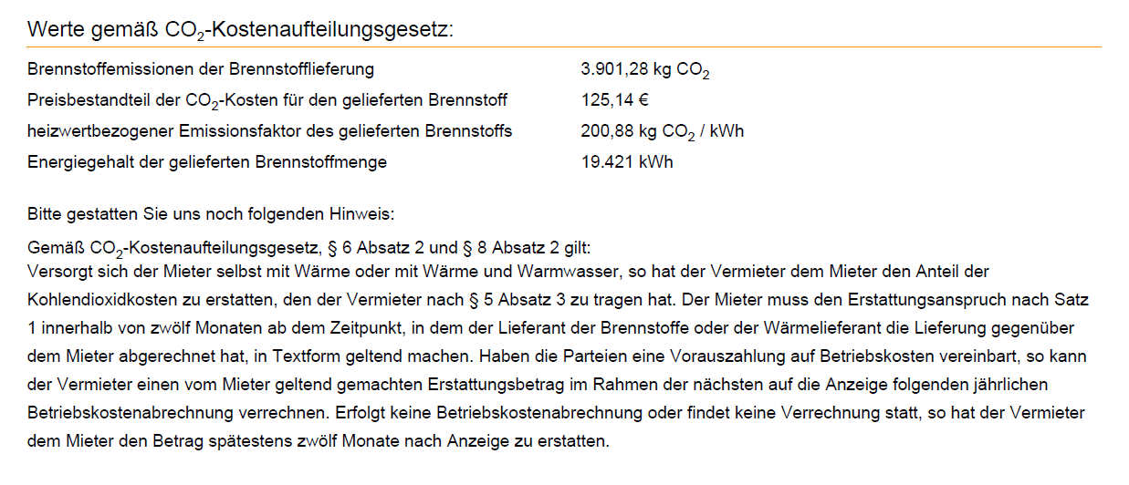 Erdgas: Werte gemäß CO2-Kostenaufteilungsgesetz