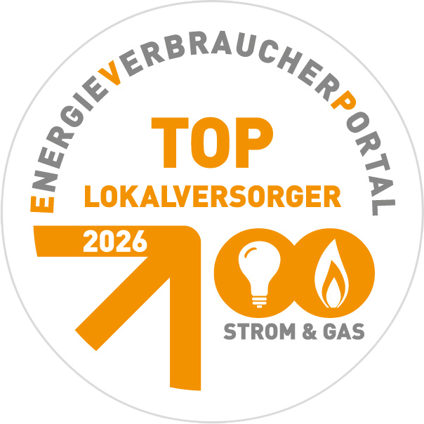 Das Zertifikat des Energieverbraucherportals für den Top Lokalversorger 2024.