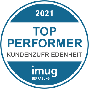 Ein Zertifikat für den Top Performer in Kundenzufriedenheit 2021.